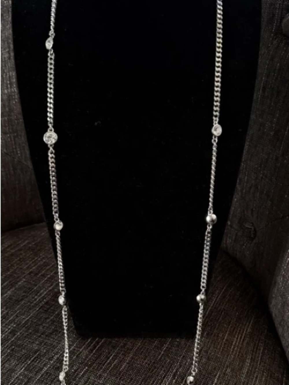 Givenchy Silver-Tone Station Long Necklace with Bead Accents